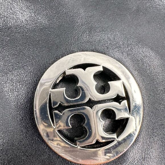 Tory Burch Womens Leather Foldover Crossbody Shoulder Bag Dena Black Size Medium - Picture 11 of 16